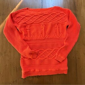 Talbots Burnt Orange Nautical Anchor Knit Sweater